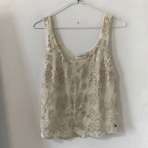 Abercrombie & Fitch Cream Sequin Floral Tank Top